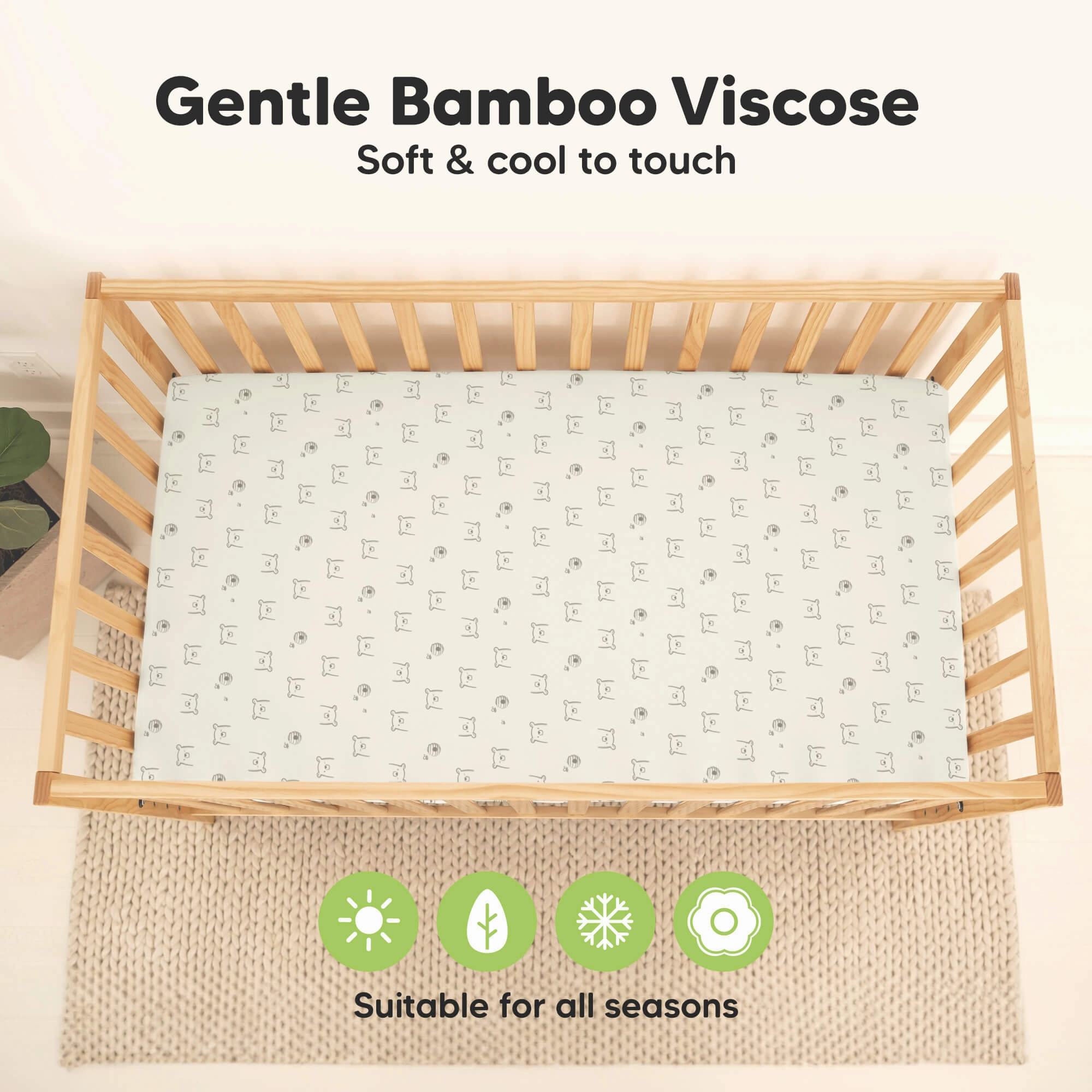 2-Pack Isla [Protect ] Waterproof Crib Sheets (Bumble Bear)