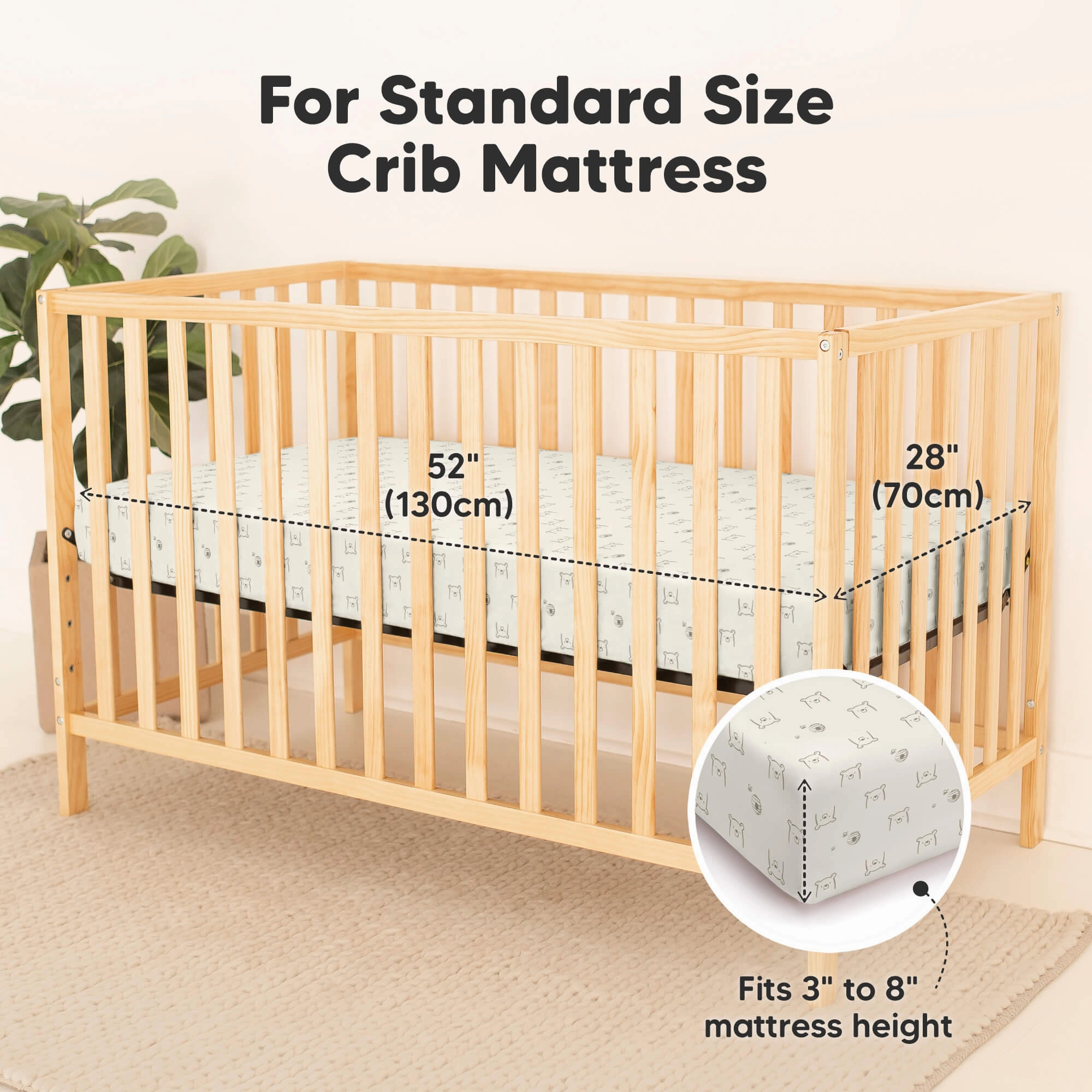 2-Pack Isla [Protect ] Waterproof Crib Sheets (Bumble Bear)