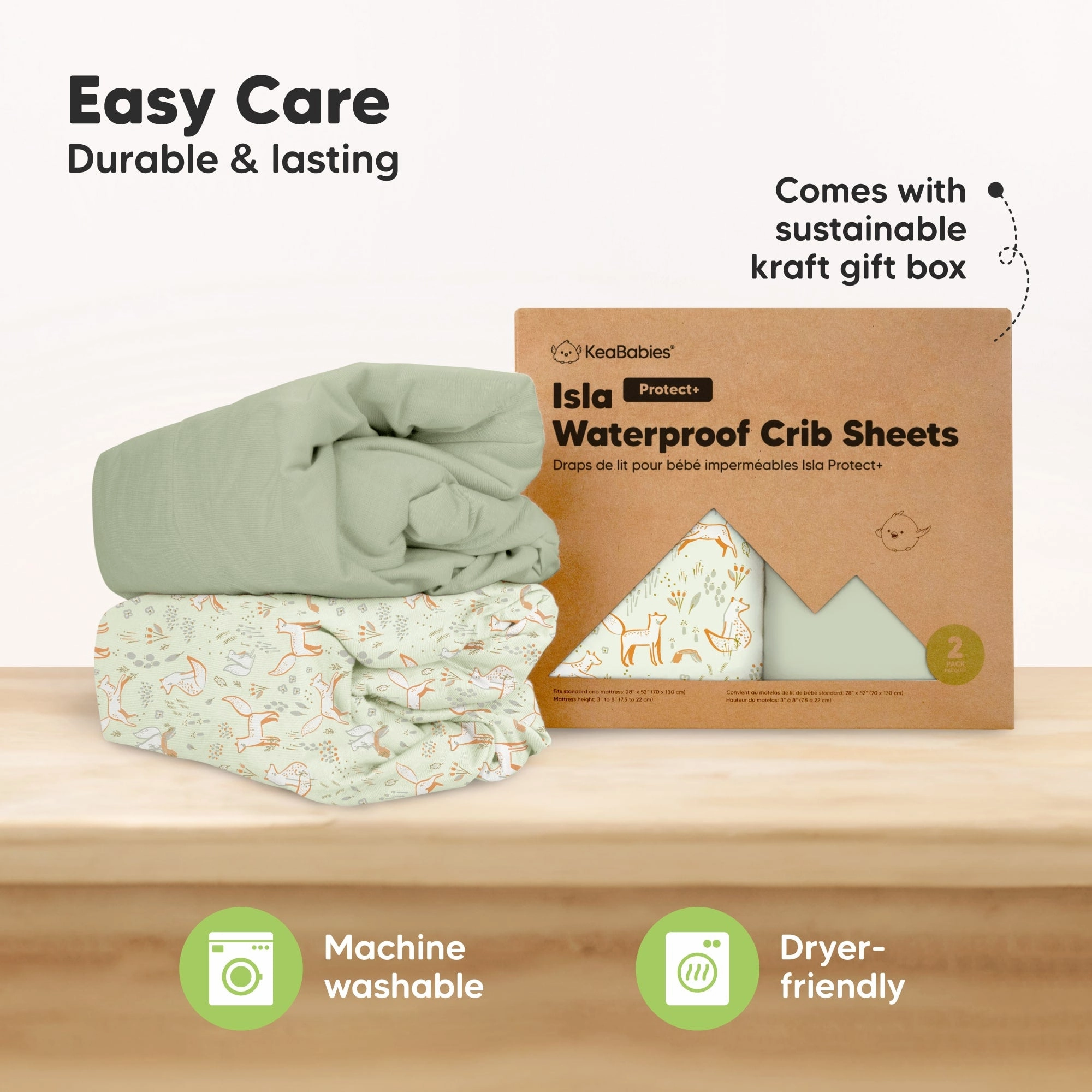 2-Pack Isla [Protect ] Waterproof Crib Sheets (Foxtrot)