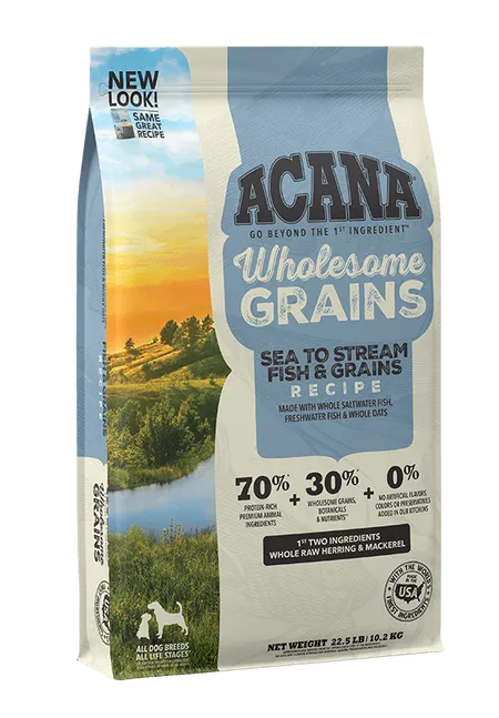 ACANA   Wholesome Grains American Waters Recipe with Whole Saltwater & Freshwater Fish Dry Dog Food
