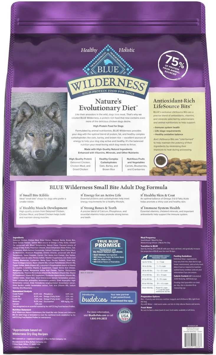 Blue Buffalo Wilderness Wholesome Grains Chicken Small Bite Recipe Adult Dry Dog Food