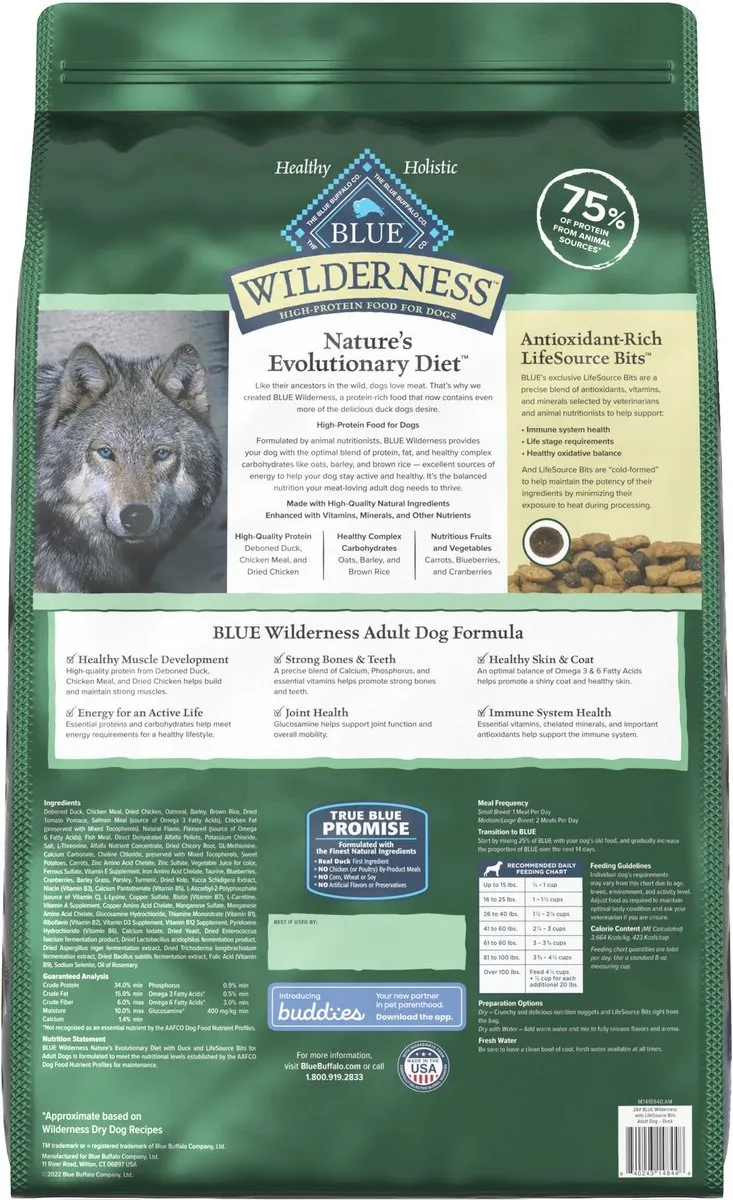 Blue Buffalo Wilderness Wholesome Grains Duck Recipe Adult Dry Dog Food
