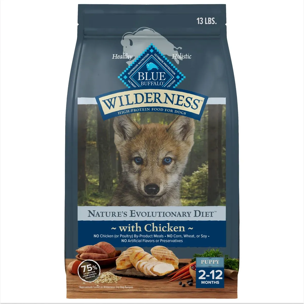 Blue Buffalo Wilderness Wholesome Grains Puppy Chicken Recipe Dry Dog Food