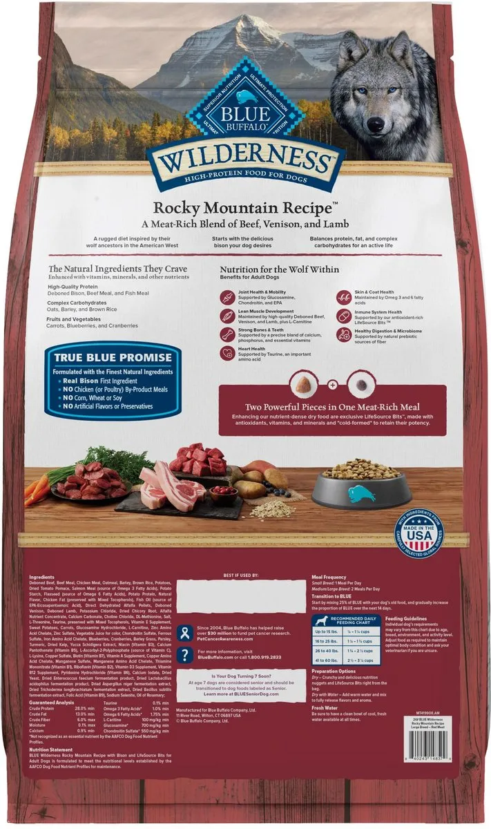 Blue Buffalo Wilderness Wholesome Grains Rocky Mountain Large Breed Red Meat Recipe Adult Dry Dog Food