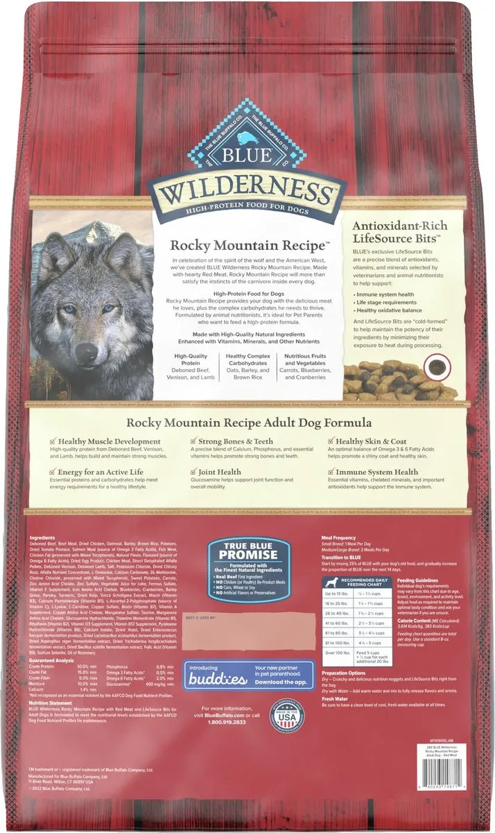 Blue Buffalo Wilderness Wholesome Grains Rocky Mountain Red Meat Recipe Adult Dry Dog Food