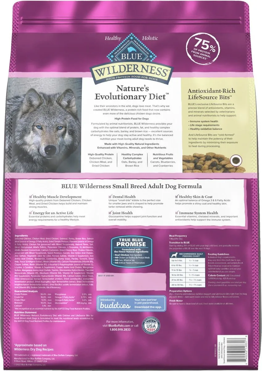 Blue Buffalo Wilderness Wholesome Grains Small Breed Chicken Recipe Adult Dry Dog Food