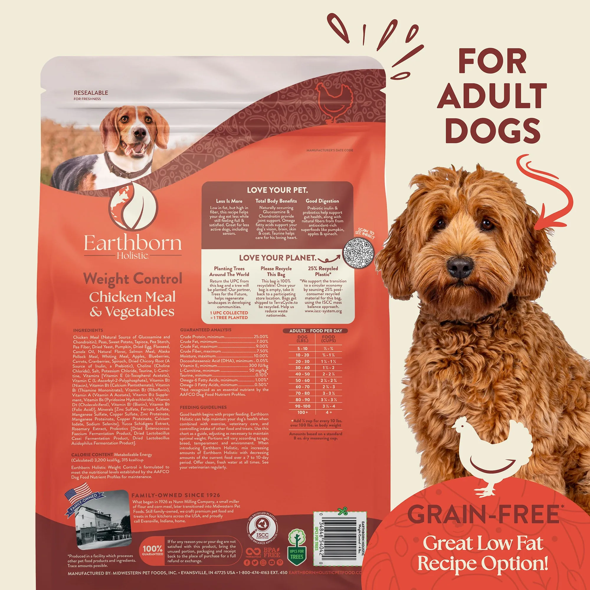 Earthborn Holistic Weight Control Chicken Meal & Vegetables Grain-Free Dry Dog Food 4 lb