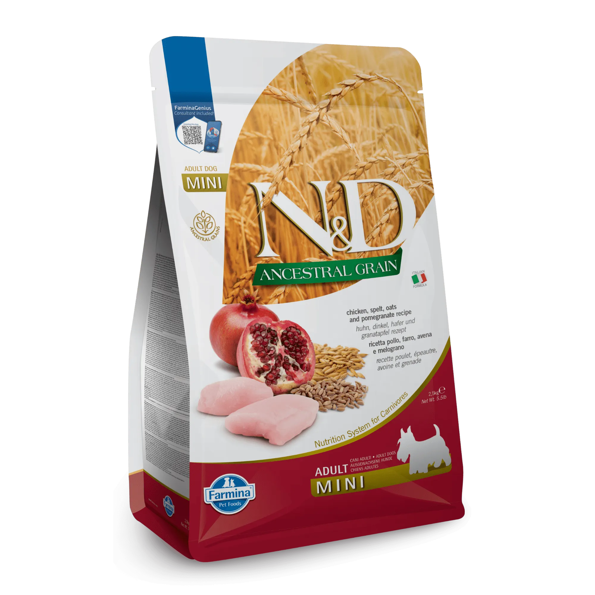 Farmina N&D Ancestral Grain Chicken & Pomegranate Mini Adult Dry Dog Food