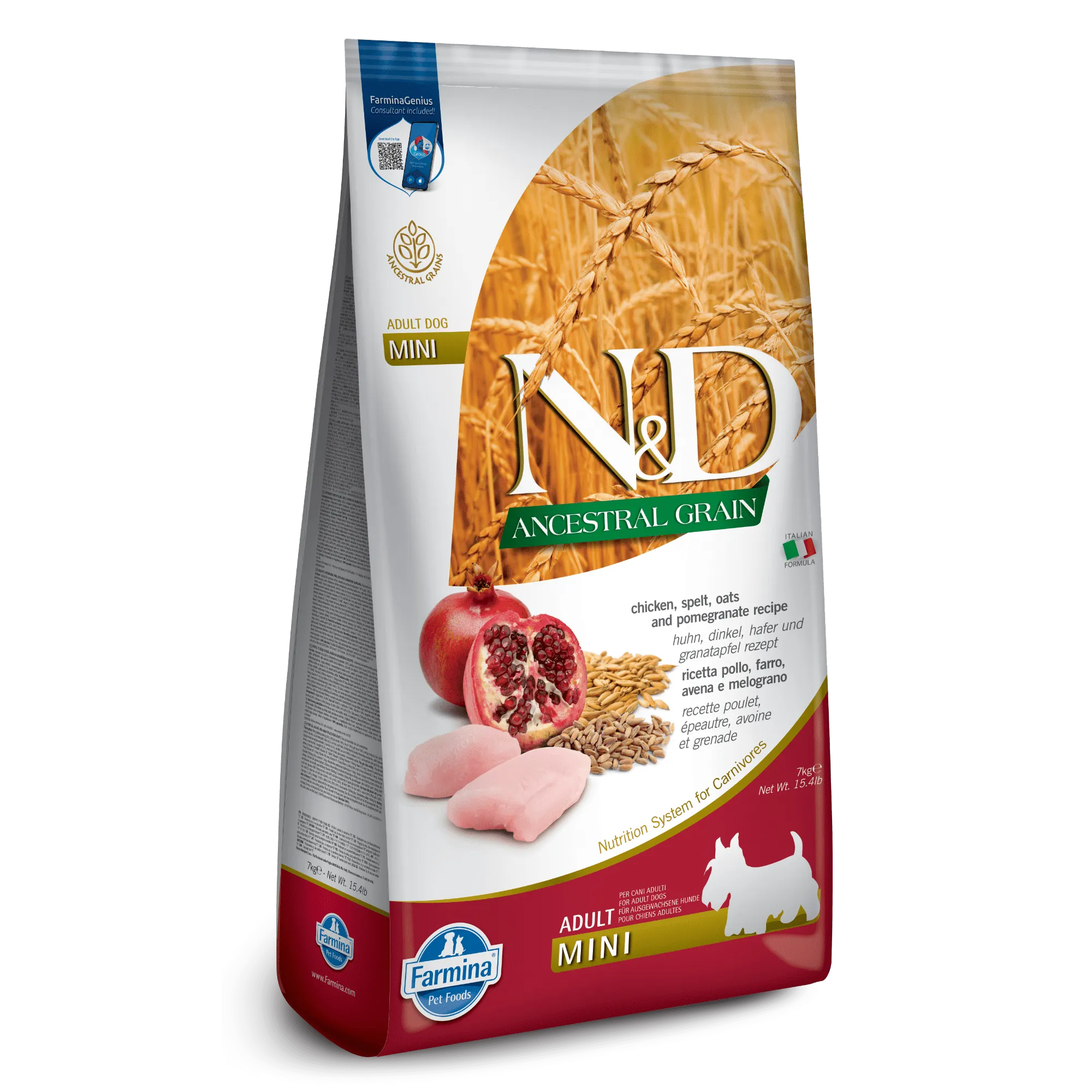 Farmina N&D Ancestral Grain Chicken & Pomegranate Mini Adult Dry Dog Food