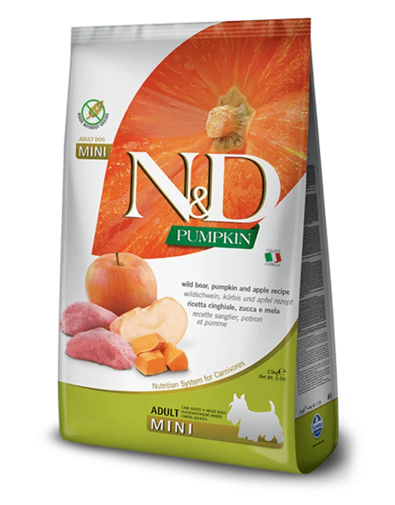 Farmina N&D Mini Adult Dog Grain Free Boar Pumpkin & Apple Formula