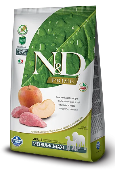 Farmina Natural & Delicious Prime Boar & Apple Adult Medium & Maxi Dry Dog Food