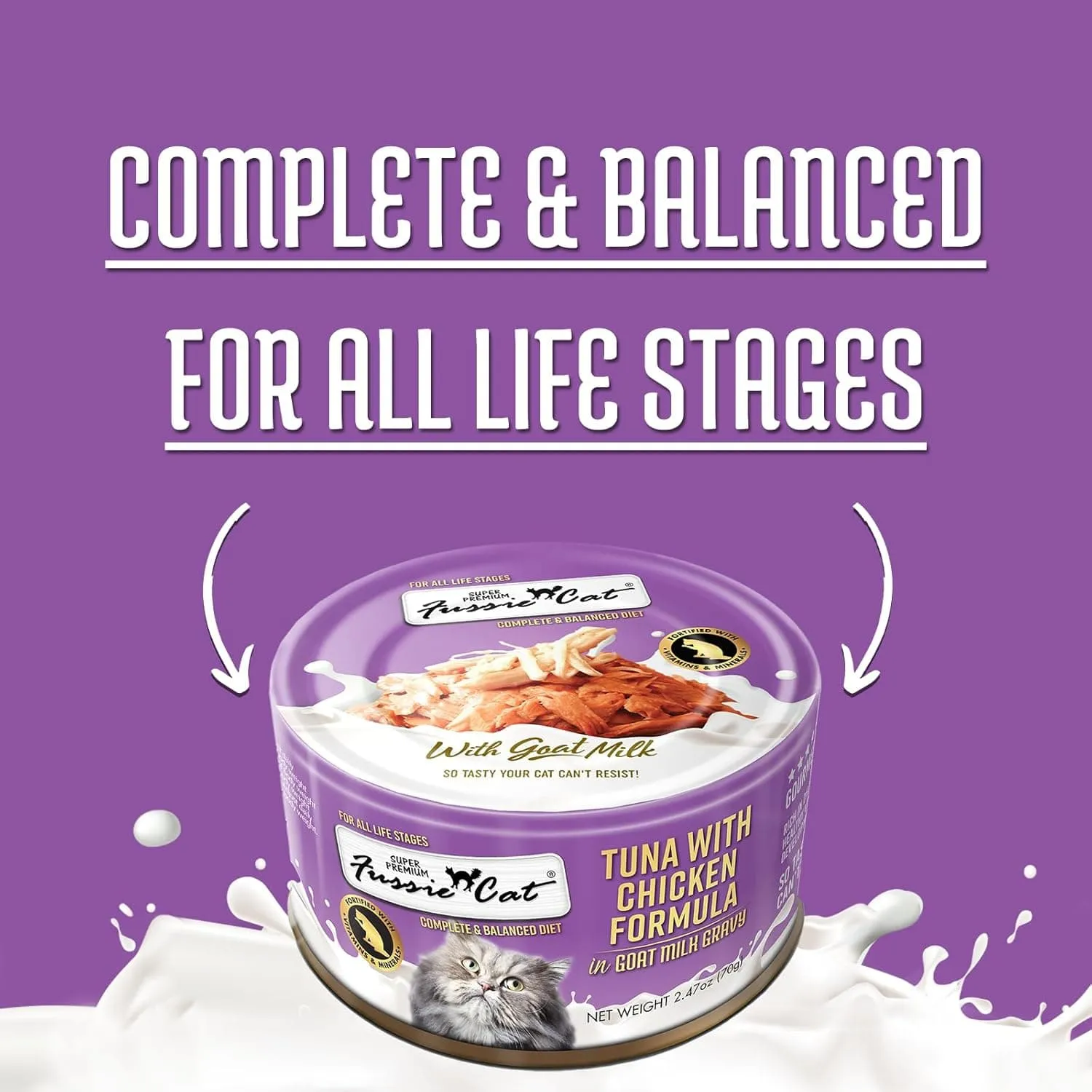Fussie Cat Tuna with Chicken in Goat Milk Gravy Shredded Canned Cat Food