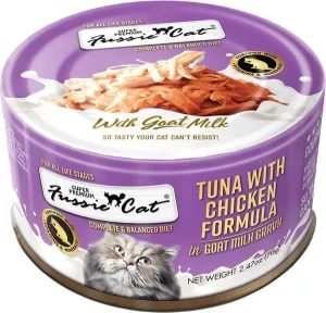Fussie Cat Tuna with Chicken in Goat Milk Gravy Shredded Canned Cat Food