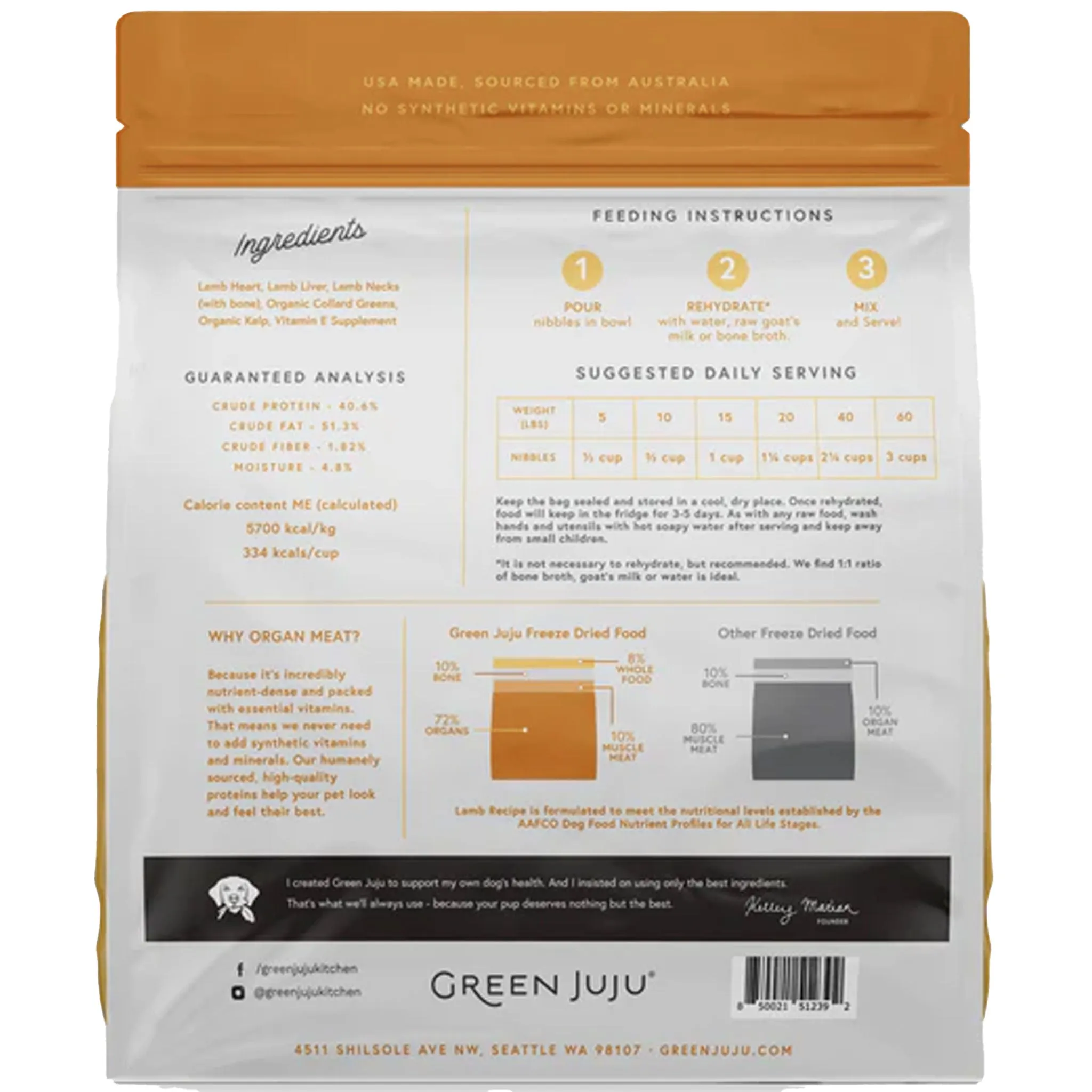 Green Juju Freeze-Dried Raw Diet Dog Lamb 14 oz