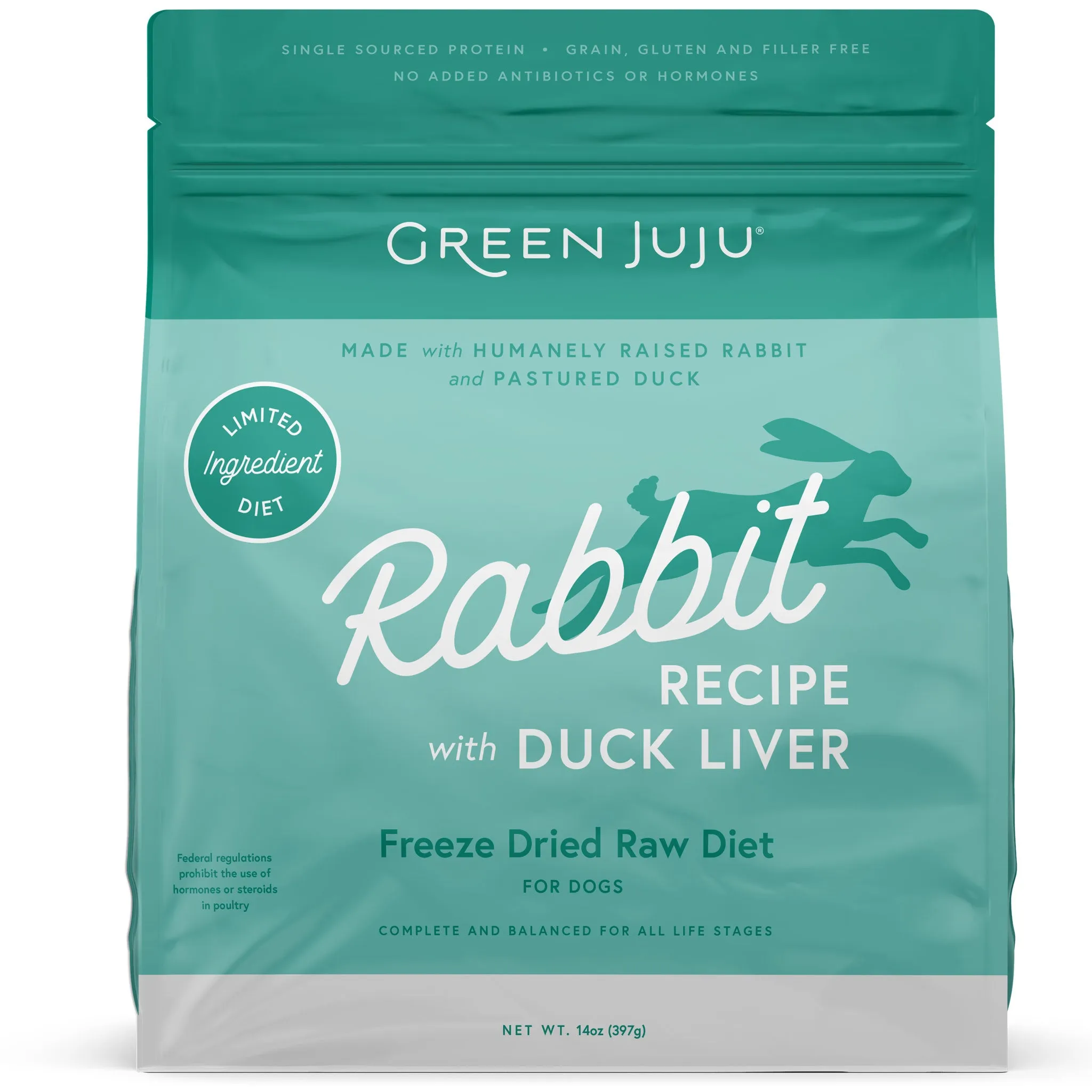 Green Juju Freeze-Dried Raw Diet Dog Rabbit 14 oz