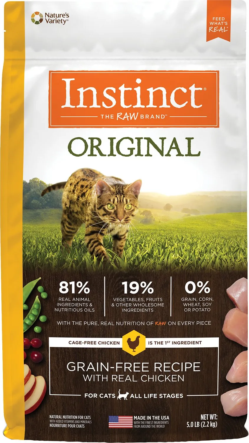 Instinct Original Grain Free Recipe with Real Chicken Natural Kibble Coated with Freeze-Dried Raw Dry Cat Food