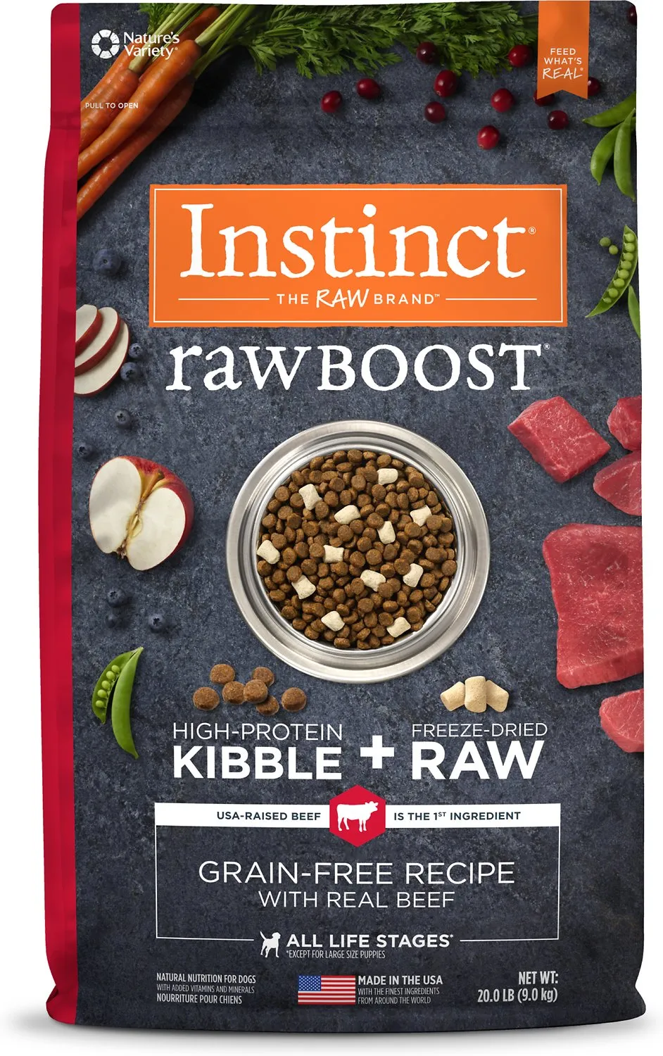 Instinct Raw Boost Grain Free Recipe with Real Beef Natural Freeze-Dried Raw   Kibble Dry Dog Food