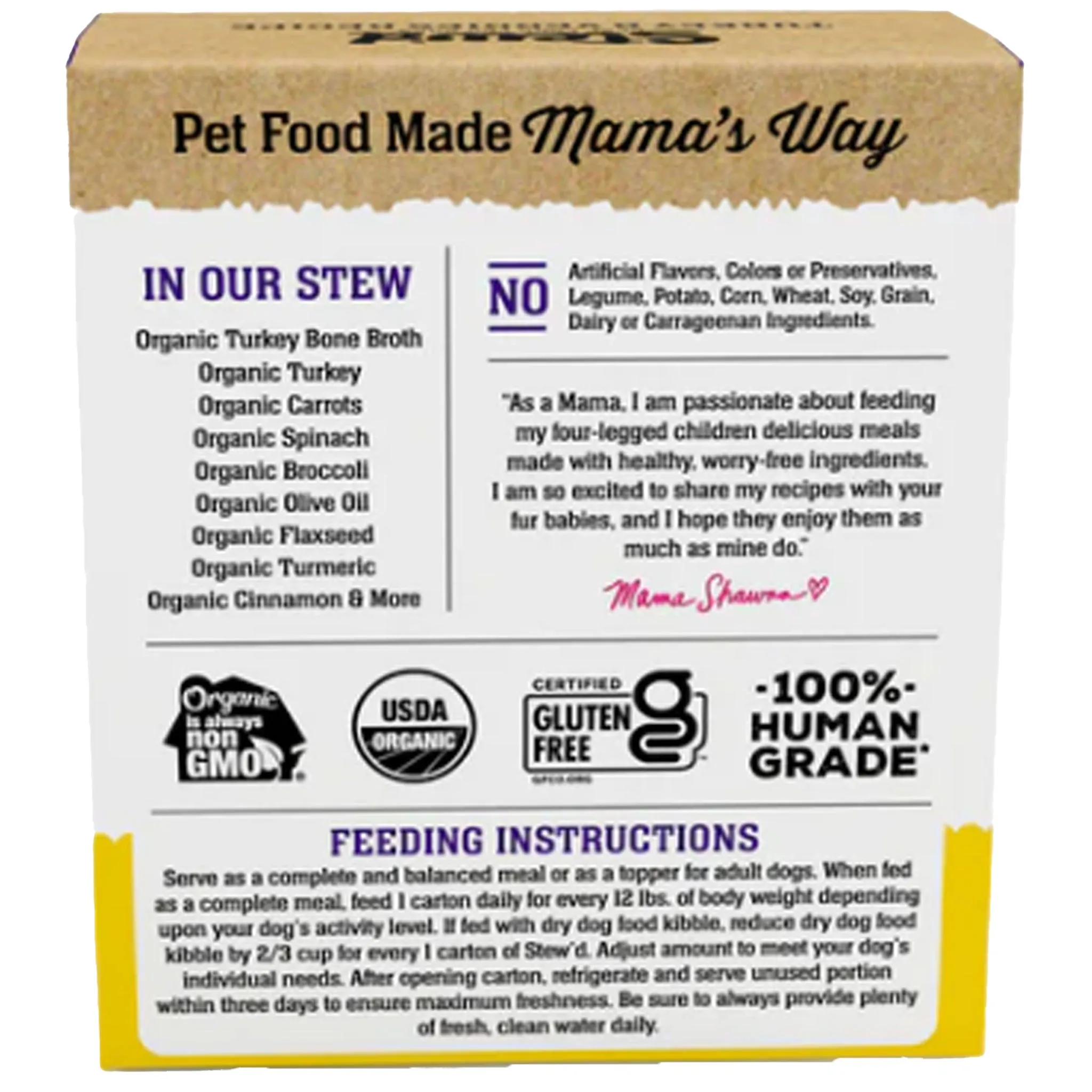 Mama Shawna Organic Stew'd Turkey & Veggies Dog Food
