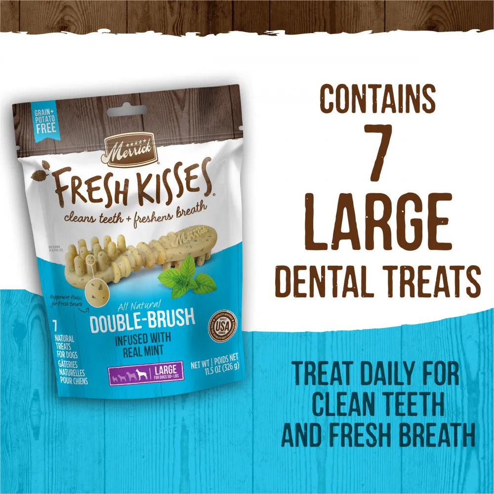 Merrick Fresh Kisses Grain Free Mint Breath Strips Large Dental Dog Treats