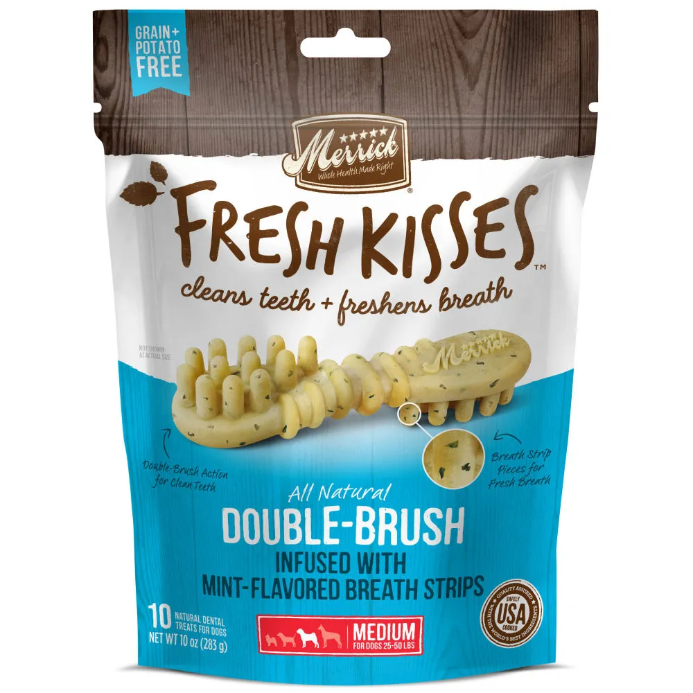 Merrick Fresh Kisses Grain Free Mint Breath Strips Medium Dental Dog Treats