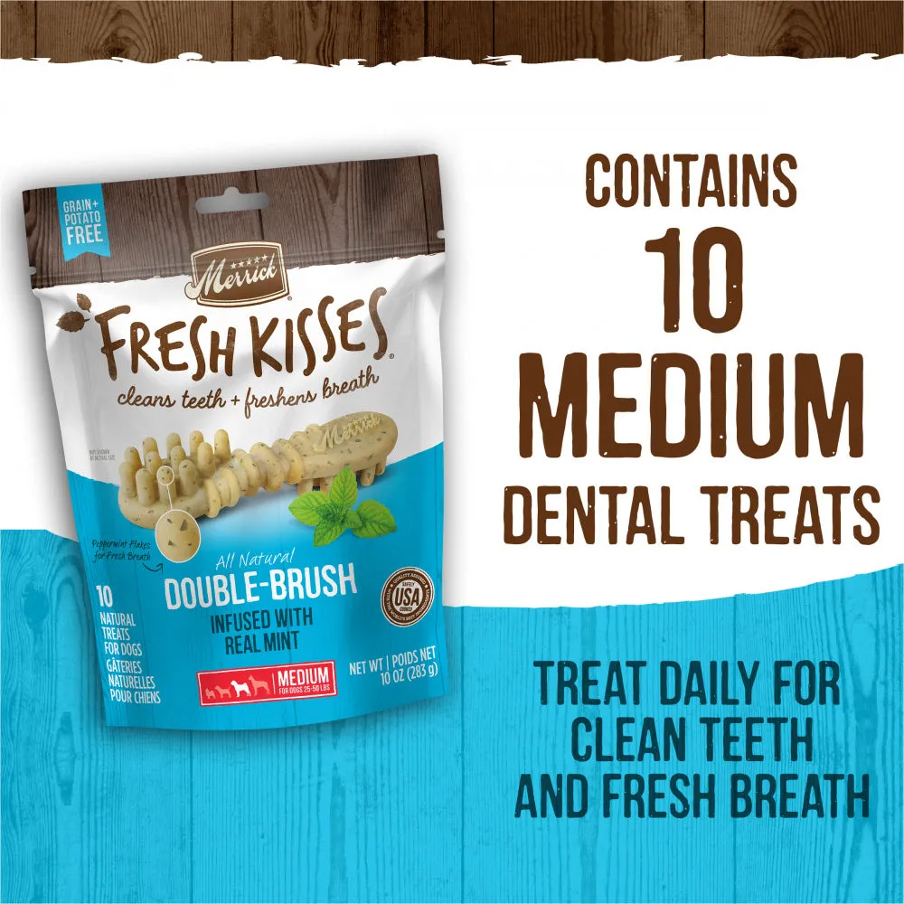 Merrick Fresh Kisses Grain Free Mint Breath Strips Medium Dental Dog Treats
