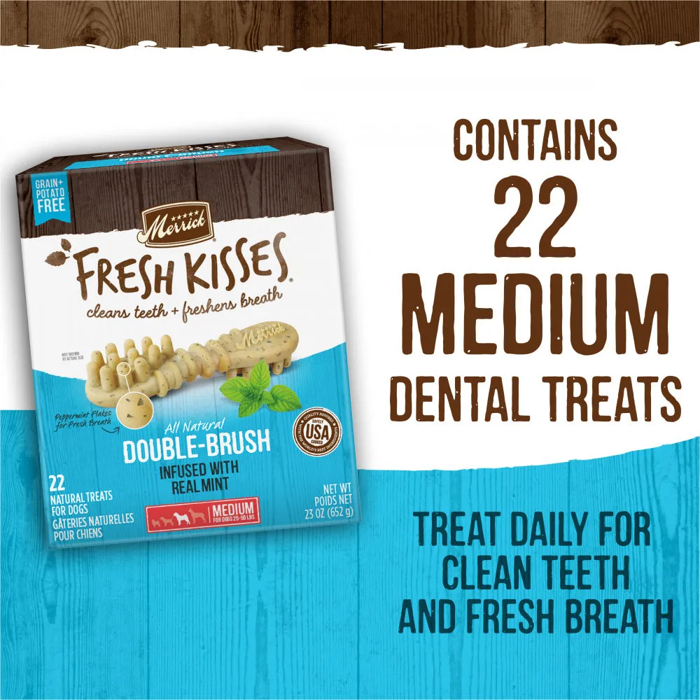 Merrick Fresh Kisses Grain Free Mint Breath Strips Medium Dental Dog Treats
