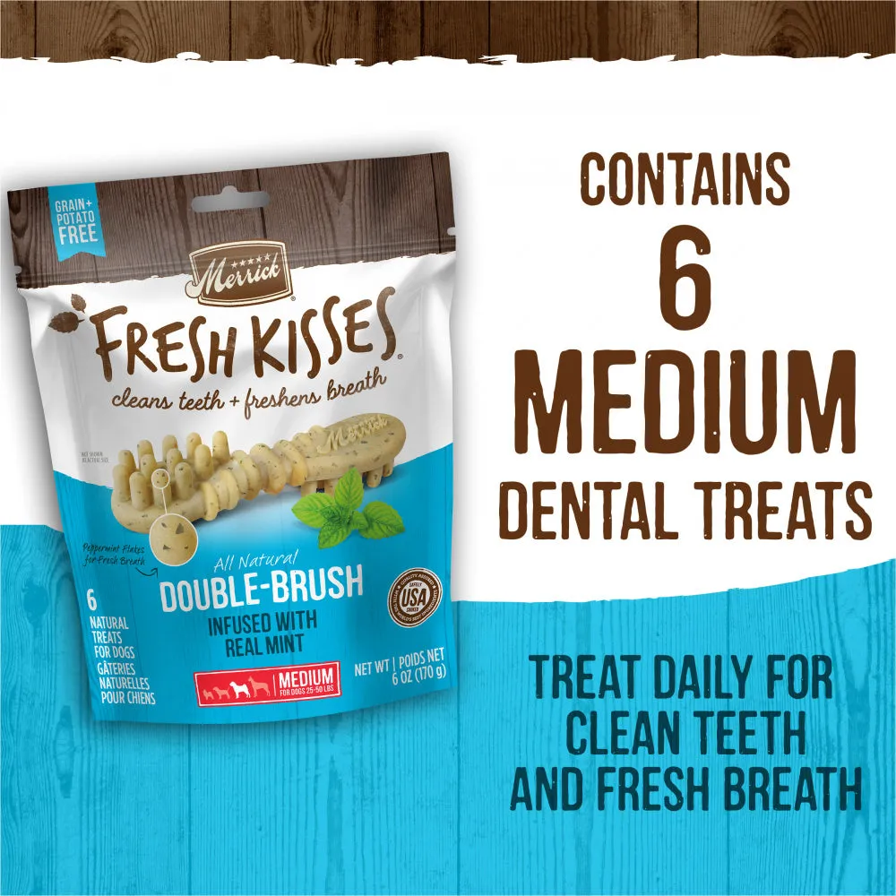 Merrick Fresh Kisses Grain Free Mint Breath Strips Medium Dental Dog Treats