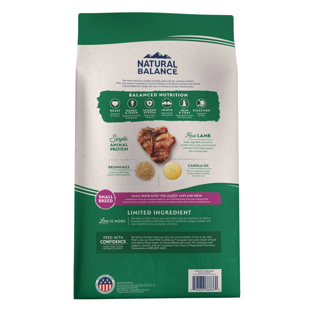 Natural Balance L.I.D. Limited Ingredient Diets Lamb & Brown Rice Formula Small Breed Bites Dry Dog Food