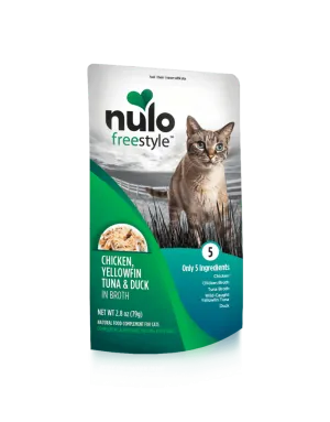 Nulo Freestyle Grain Free Chicken Yellowfin Tuna & Duck in Broth Meaty Cat Food Topper Pouch