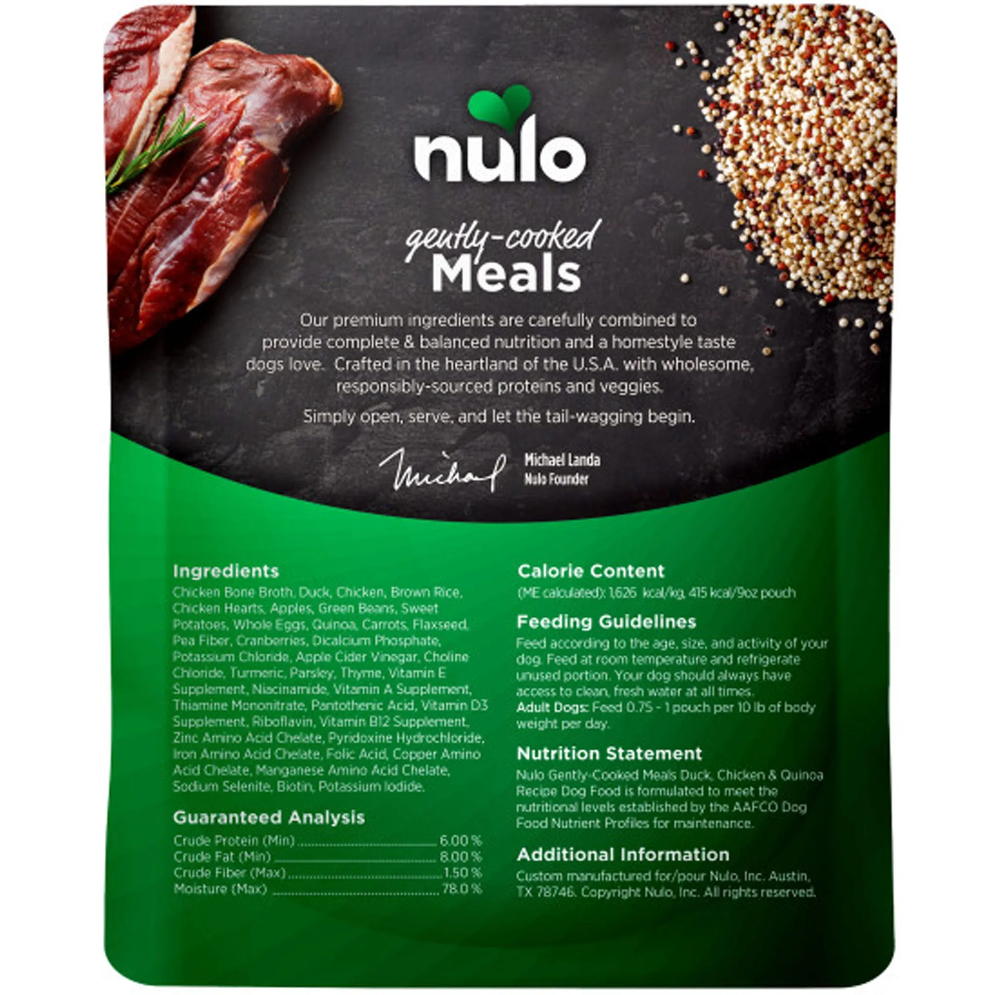 Nulo Gently-Cooked Meal Duck Chicken & Quinoa Dog Food