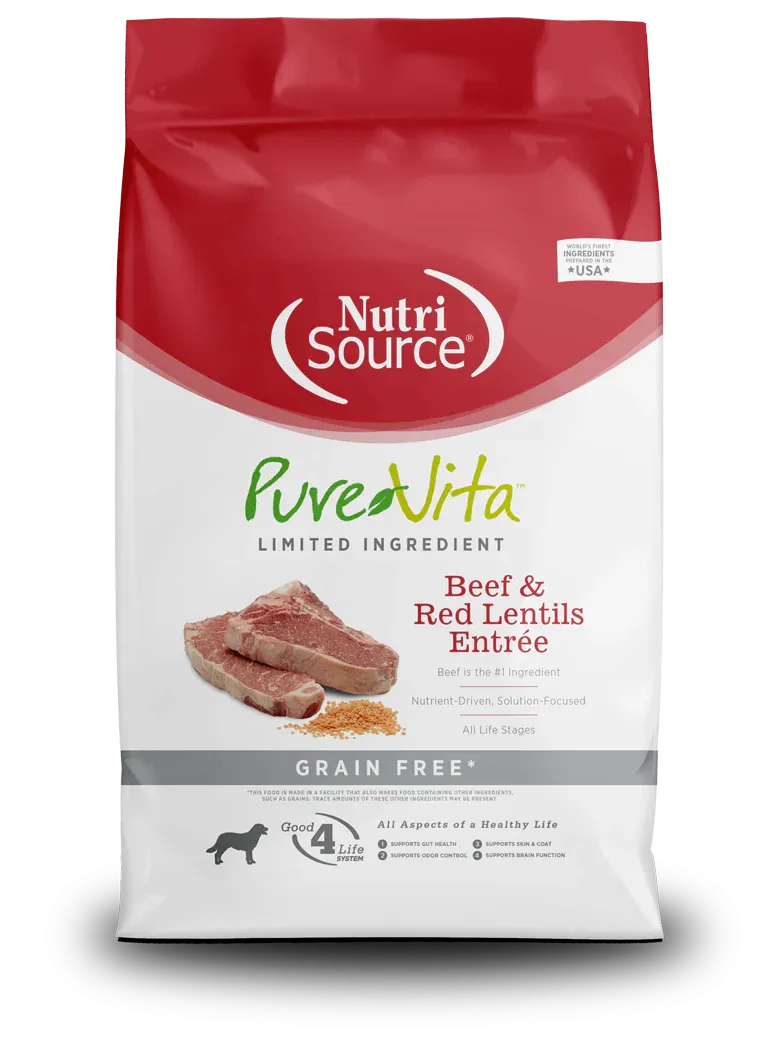 NutriSource® PureVita™ Beef & Red Lentils Entrée Grain Free Limited Ingredient Dog Food