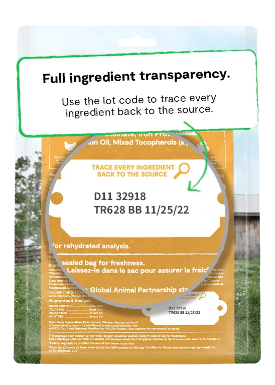Open Farm Grain Free Harvest Chicken Recipe Freeze Dried Raw Cat Food