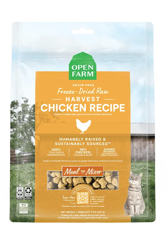 Open Farm Grain Free Harvest Chicken Recipe Freeze Dried Raw Cat Food
