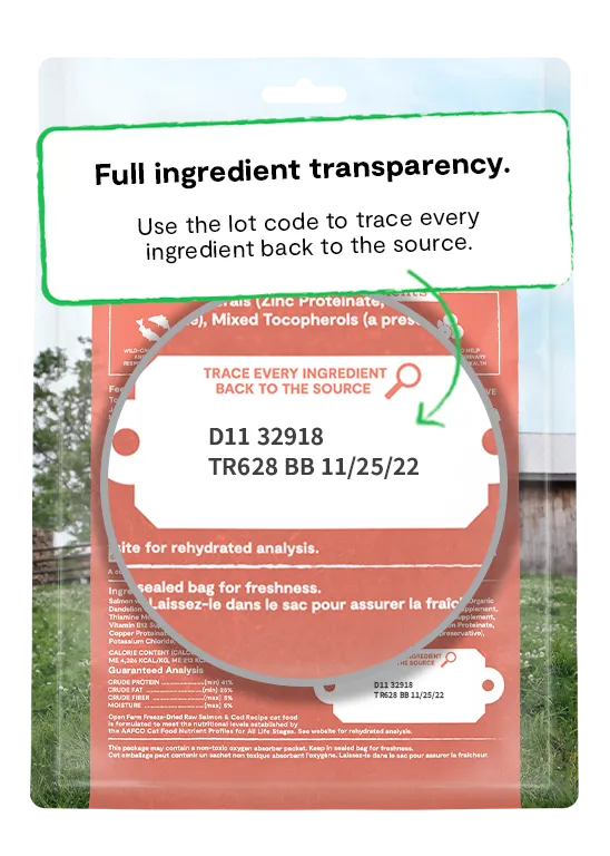 Open Farm Grain Free Wild Caught Salmon and Cod Recipe Freeze Dried Raw Cat Food