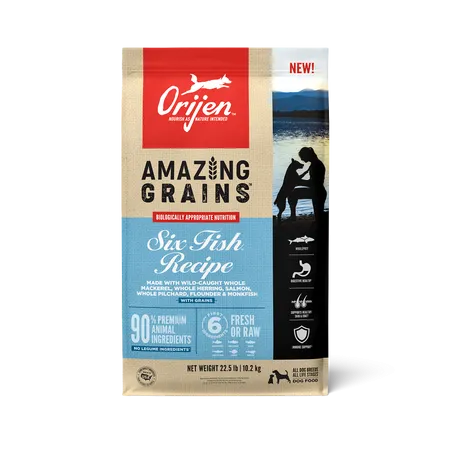ORIJEN Amazing Grains Six Fish High Protein Dry Dog Food