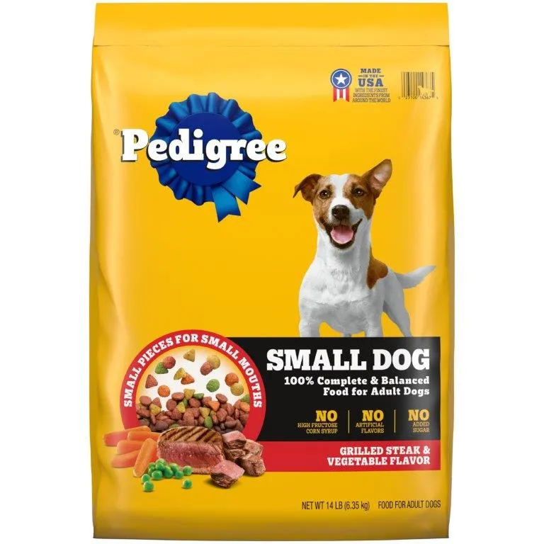 PEDIGREE Small Dog Complete Nutrition Small Breed Adult Dry Dog Food Grilled Steak and Vegetable Flavor Dog Kibble