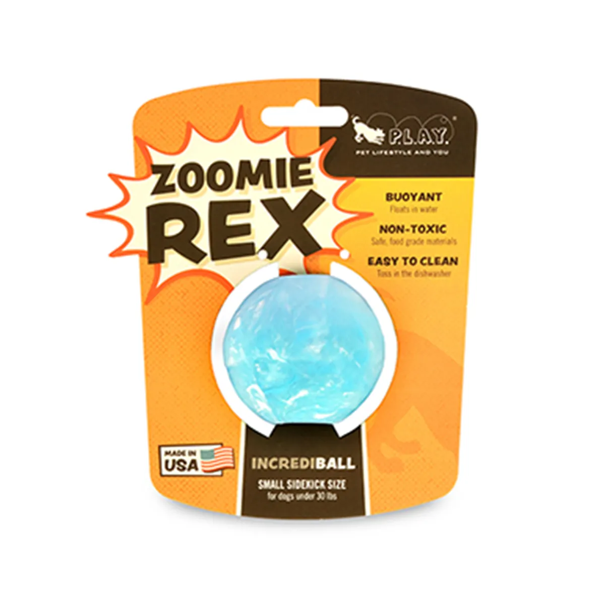 P.L.A.Y. ZoomieRex Ball Dog Toy - Blue