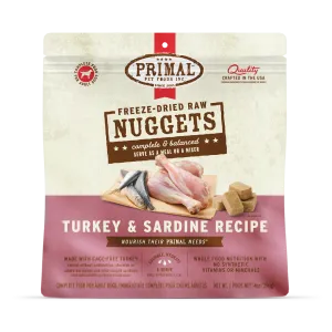 Primal Freeze Dried Nuggets Grain Free Turkey and Sardine Formula Dog Food