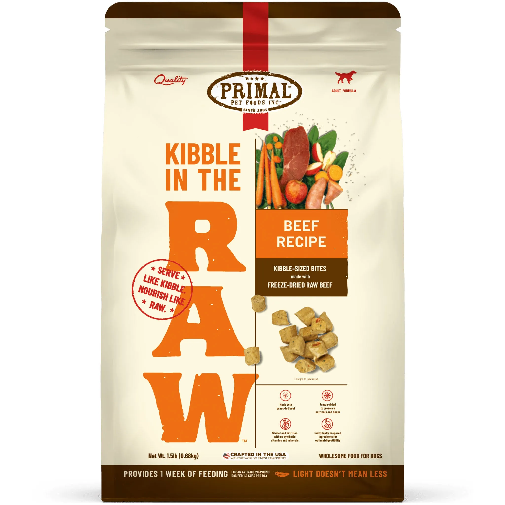 Primal Kibble in the Raw Beef Dog Food