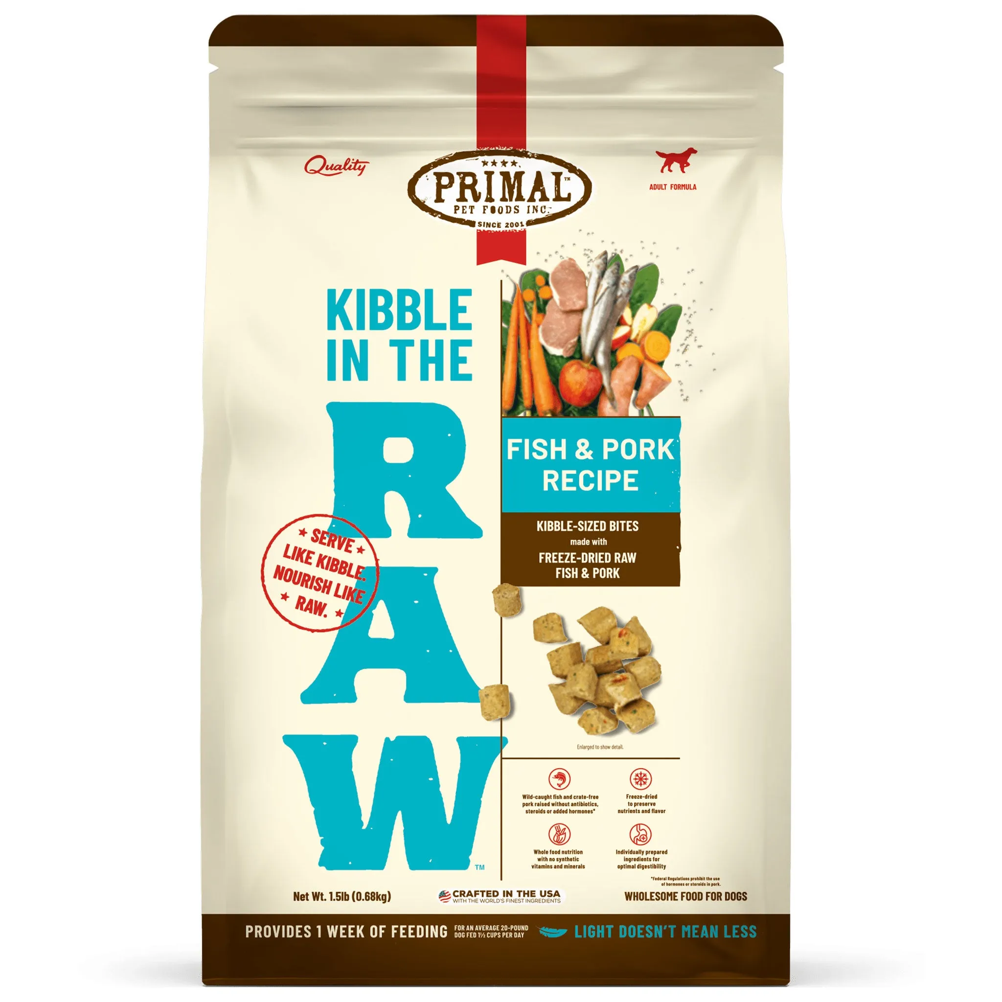 Primal Kibble in the Raw Fish & Pork Dog Food