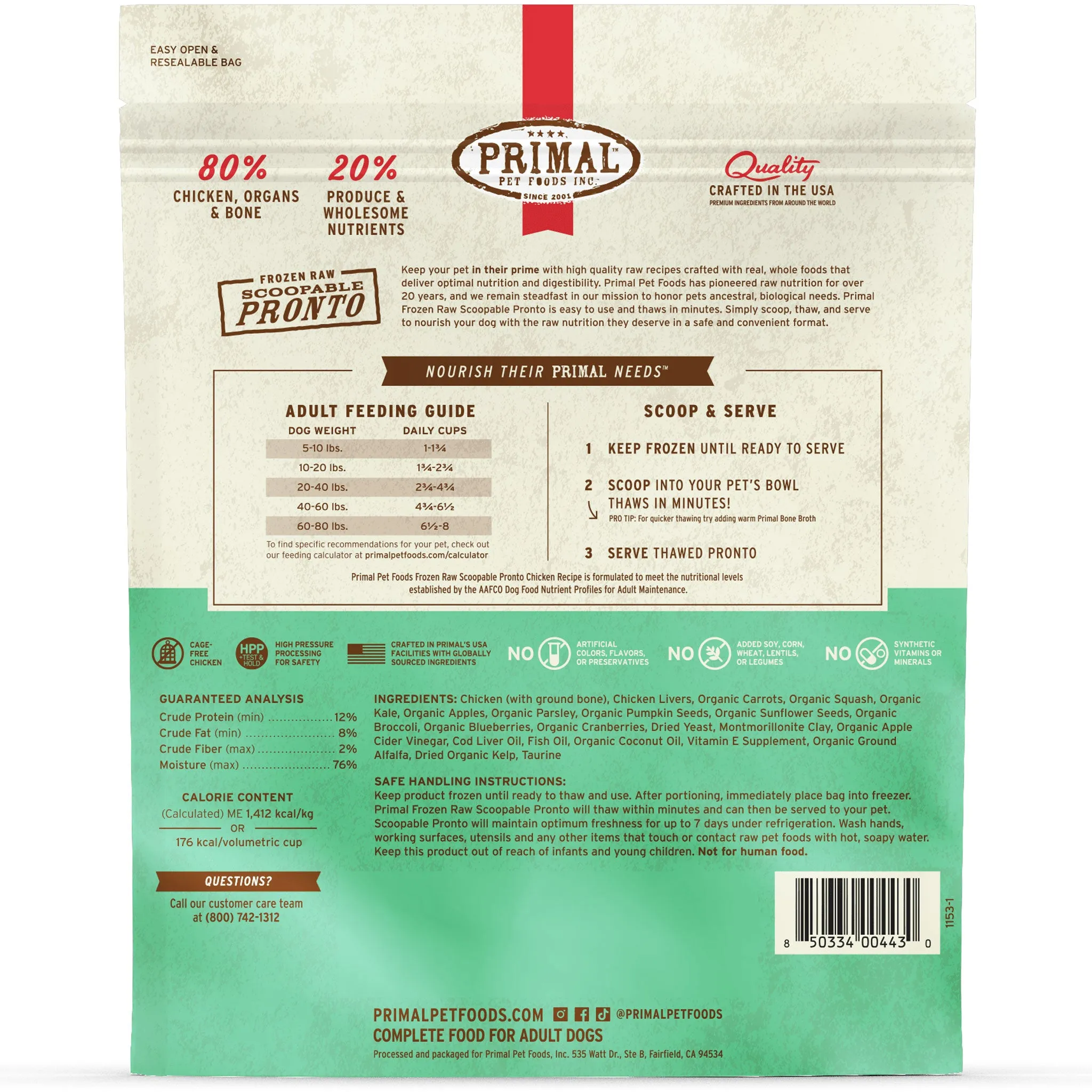 Primal Pronto Chicken Dog Food
