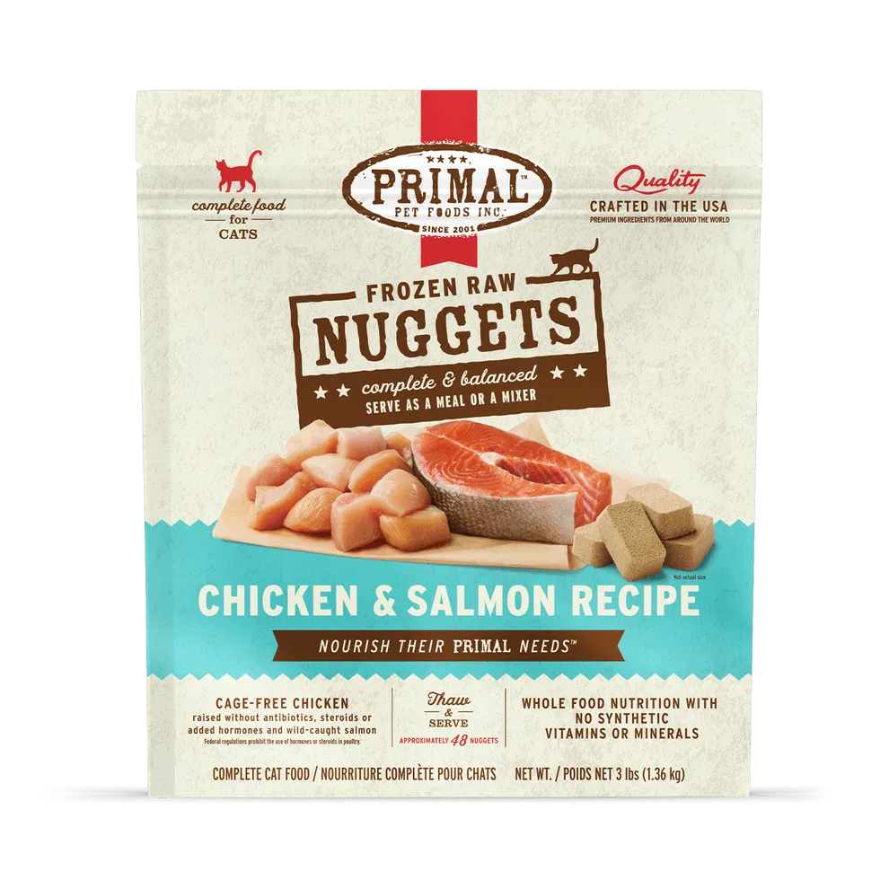 Primal Raw Frozen Nuggets Chicken & Salmon Formula For Cats