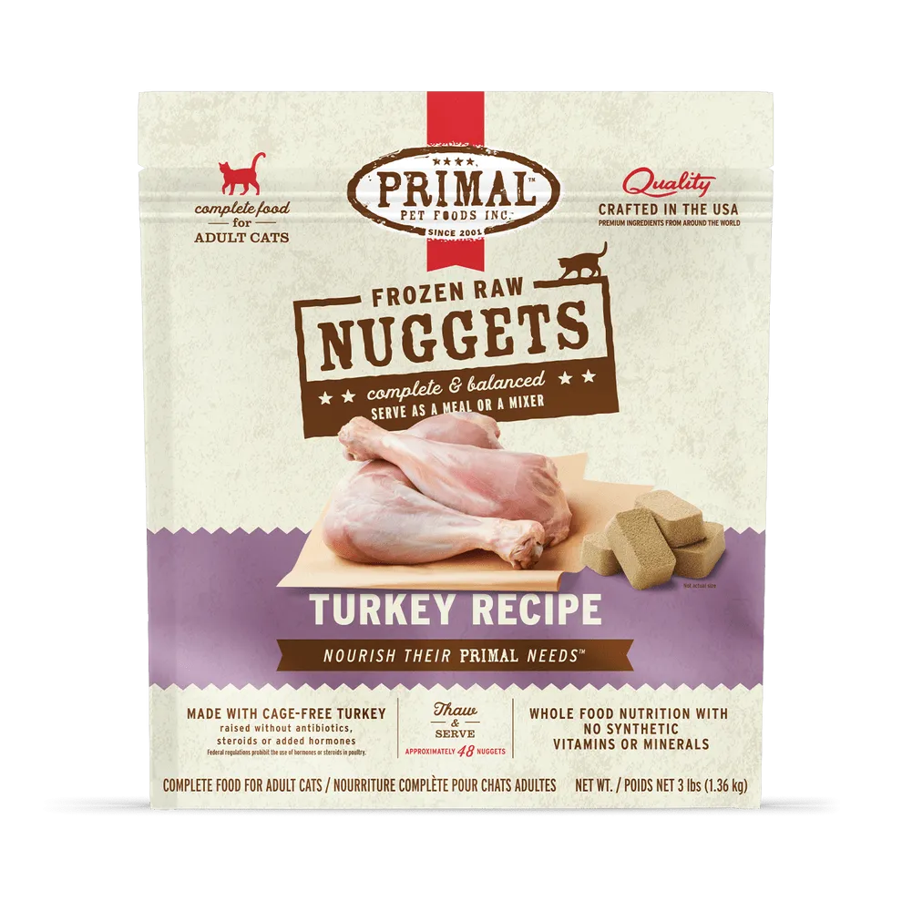 Primal Raw Frozen Nuggets Turkey Formula For Cats