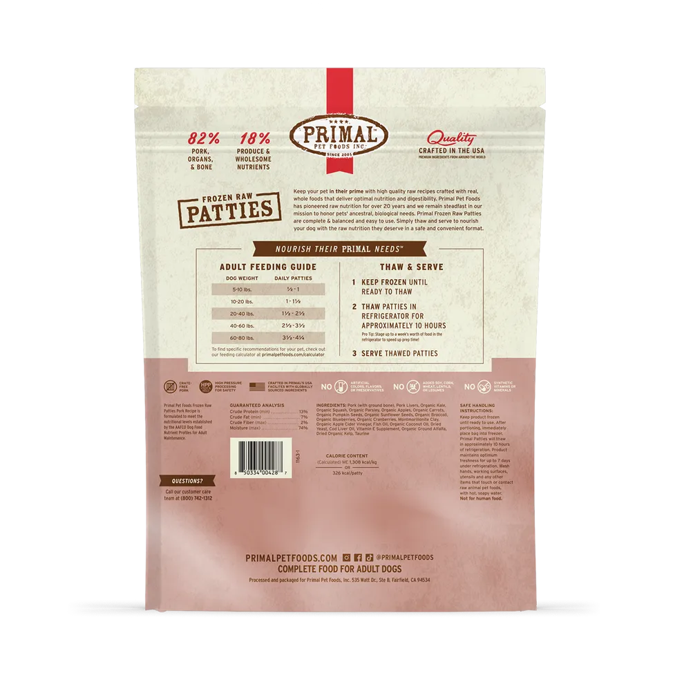 Primal Raw Frozen Pork Formula For Dogs