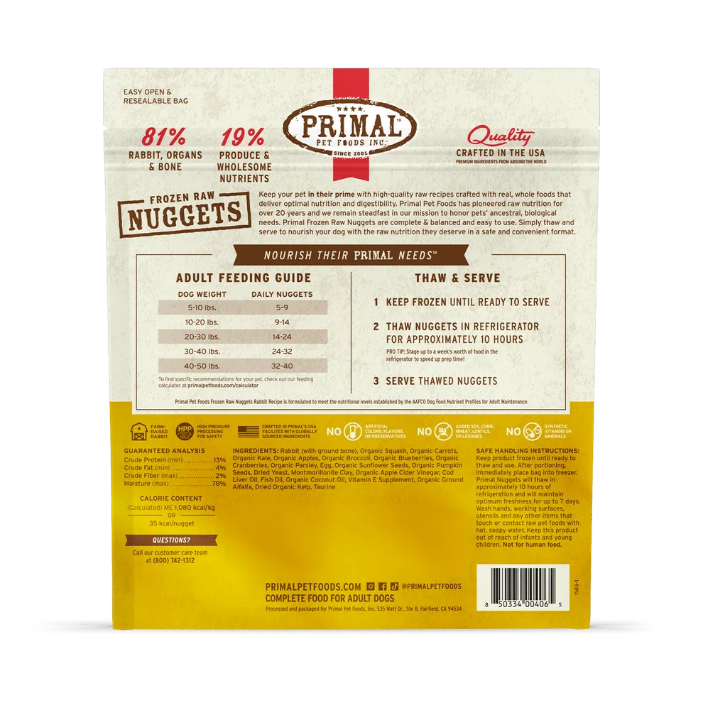 Primal Raw Frozen Rabbit Formula For Dogs