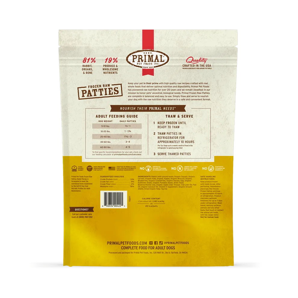 Primal Raw Frozen Rabbit Formula For Dogs