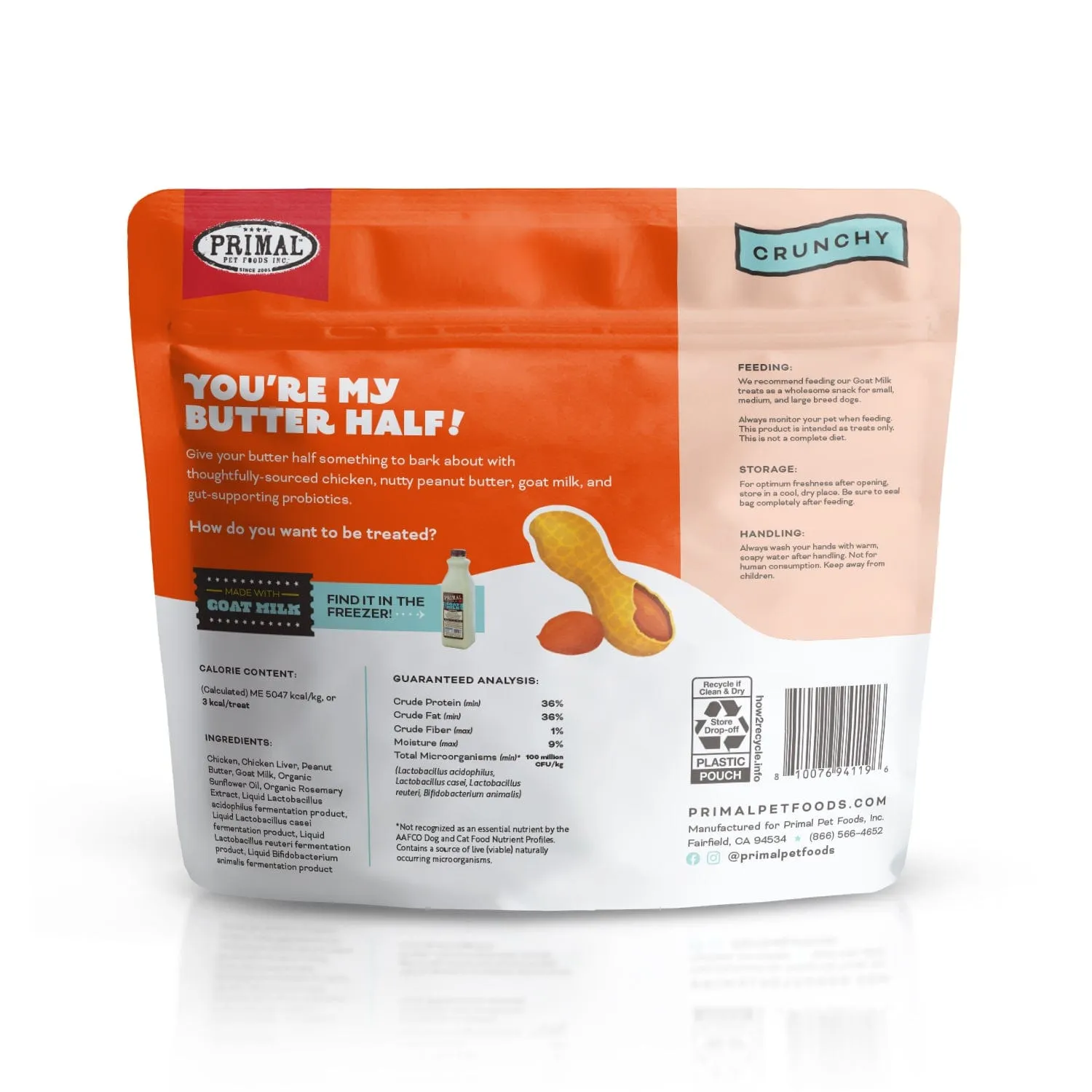 Primal You're My Butter Half Chicken & Peanut Butter with Goat Milk Recipe Treats for Dogs