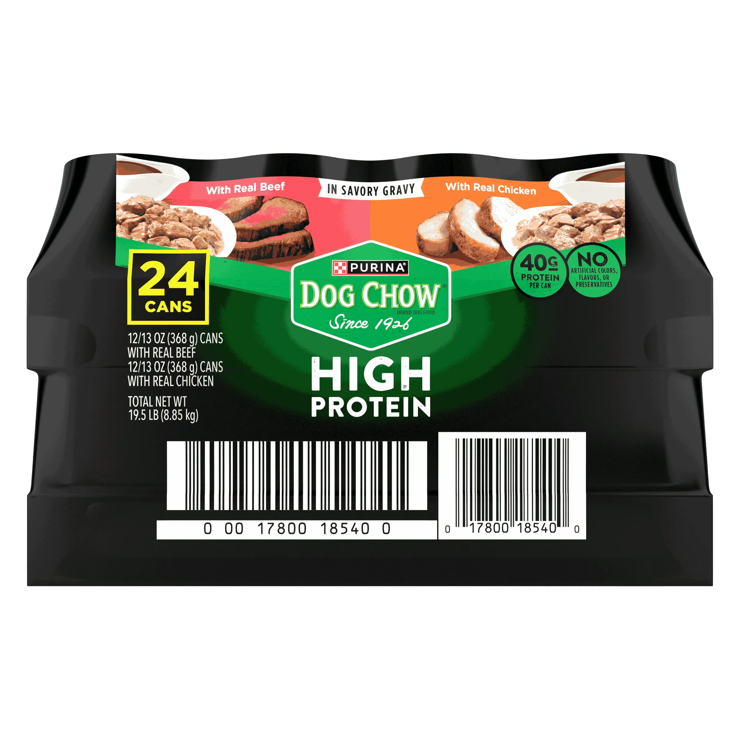 Purina Dog Chow High Protein Wet Dog Food With Real Chicken or With Real Beef In Savory Gravy Variety Pack