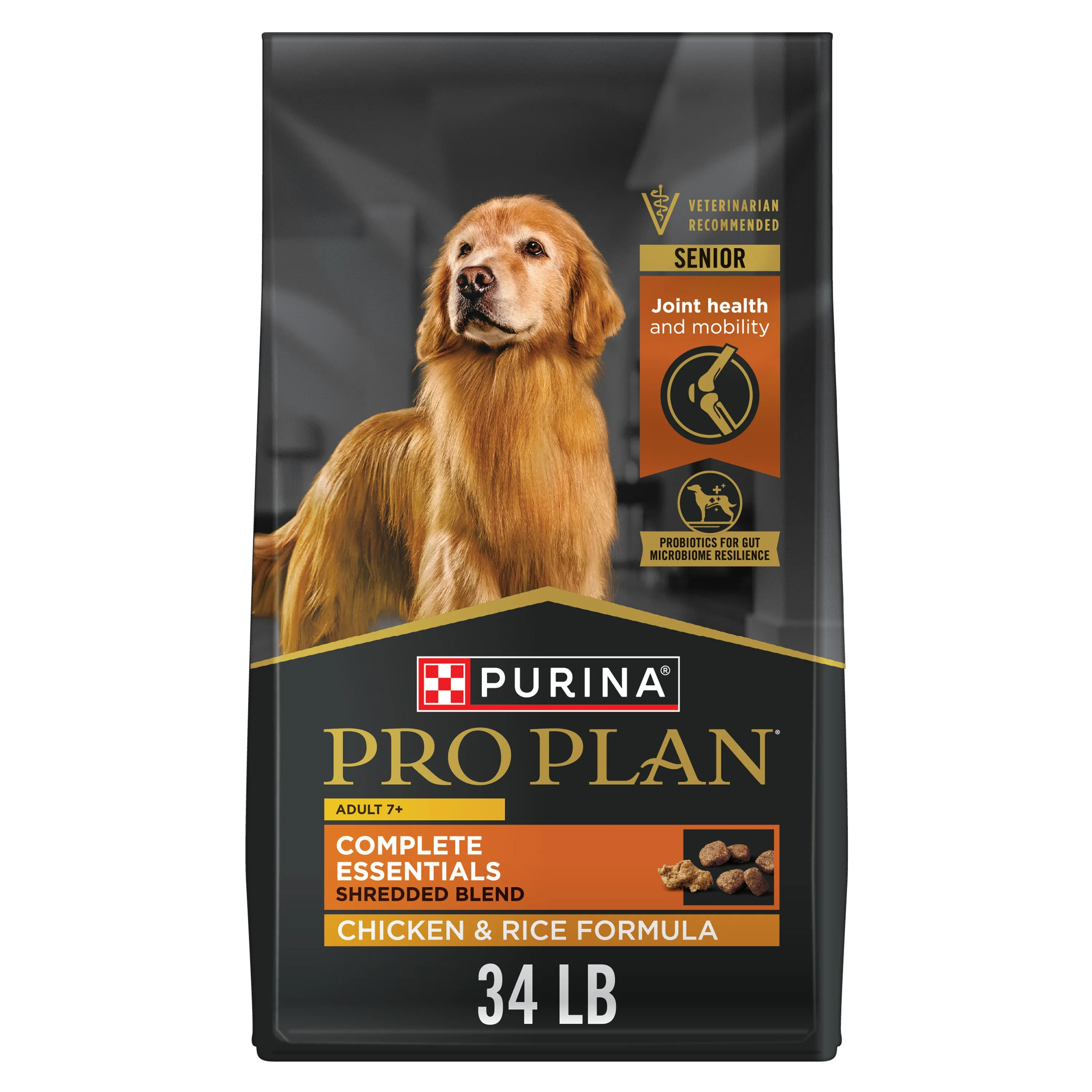 Purina Pro Plan Senior Dog Food With Probiotics for Dogs, Shredded Blend Chicken & Rice Formula