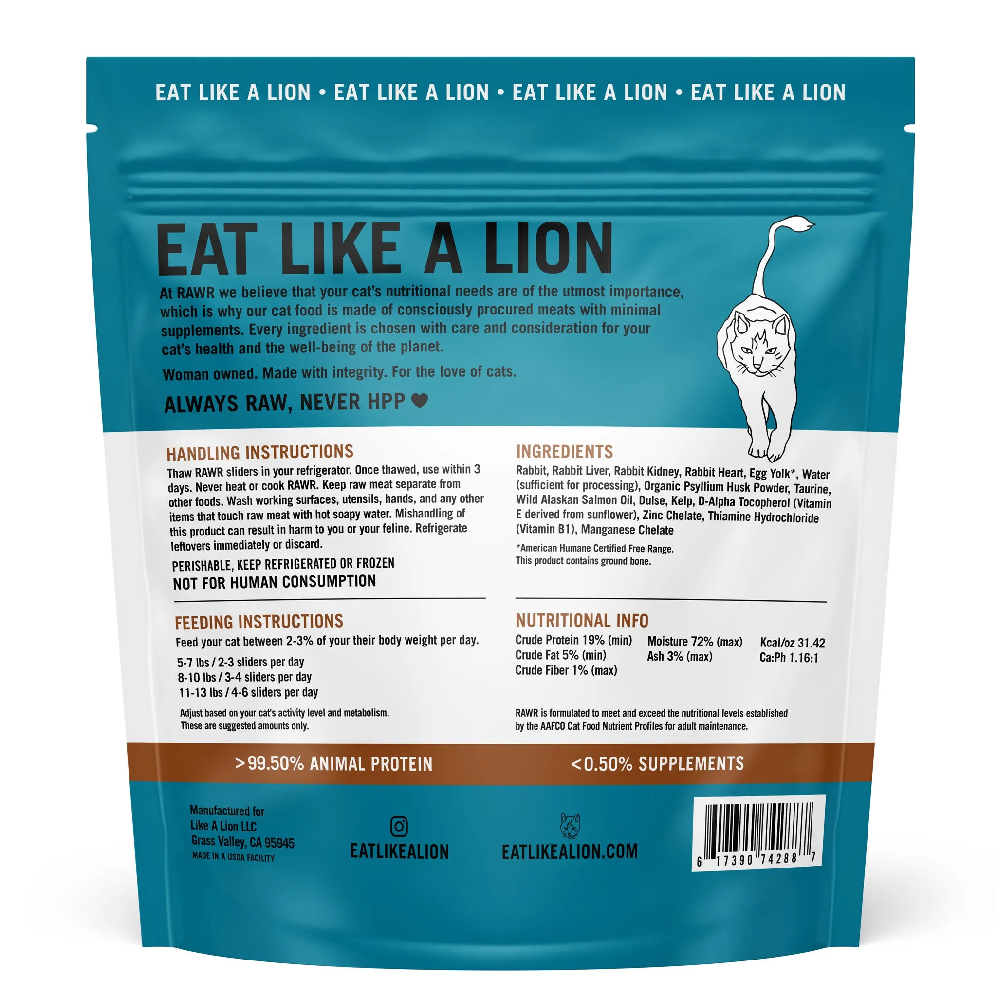 Rawr Raw Sliders Cat Rabbit 2.5 lbs
